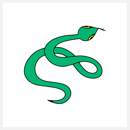 doodle animal icon isolated on white, outline kids hand drawing art line sticker, sketch snake,...