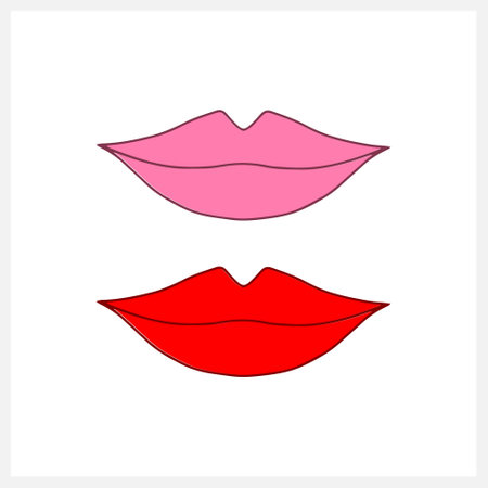 doodle women lips icon isolated, hand drawing art line mouths silhouette, sketch vector illustrationのイラスト素材