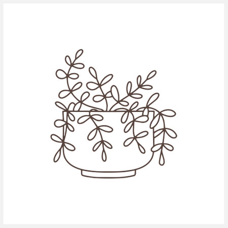 Doodle houseplant icon isolated on white. Home flower symbol.のイラスト素材