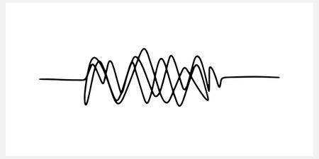 Thoughts get confused, chaos in the head, abstract state of depression, hand drawing line art,...