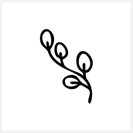 Outline willow icon isolated on white. Doodle kids hand drawing art line.のイラスト素材