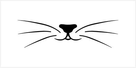 Doodle cat mustache icon isolated on white. Outline hand drawing art line.のイラスト素材