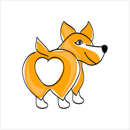 Doodle korgi dog isolated on white. Cartoon vector stock illustration. EPS 10のイラスト素材