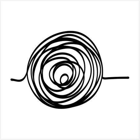 Thoughts get confused, chaos in the head, abstract state of depression, hand drawing line art, doodle vector illustration, eps10のイラスト素材