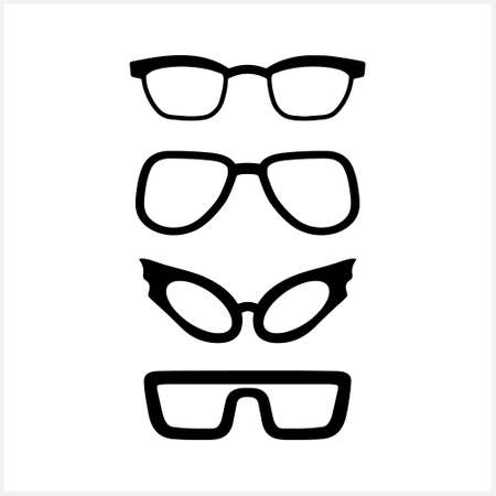Glasses icon isolated on white. Stencil vector stock illustration. EPS 10のイラスト素材