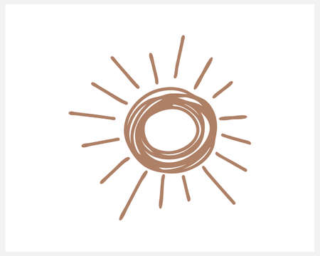 Boho sun icon isolated on white. Hand drawn line art. Vector stock illustration. EPS 10のイラスト素材