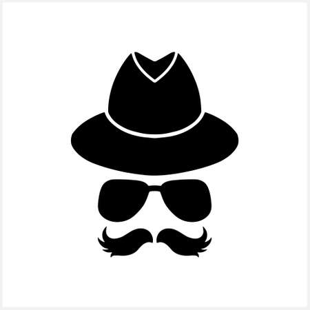 Hipster icon isolated on white. Stencil vector stock illustration. EPS 10のイラスト素材
