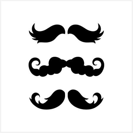 Hipster mustache set icons isolated on white. Stencil illustration. EPS 10のイラスト素材