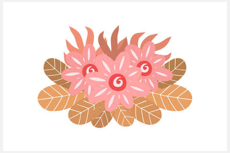 Doodle bouquet clipart isolated on white. Hand drawn art. Cartoon flower. Vector stock illustration.のイラスト素材