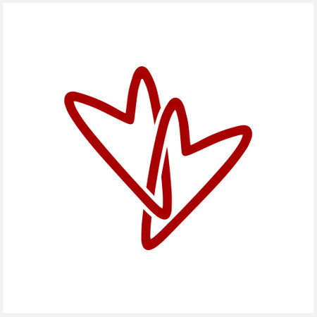 Doodle red heart isolated on white, love hand drawn clipart, doodle sketch vector illustration.のイラスト素材