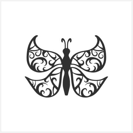 Doodle butterfly icon isolated on white. Hand drawn line art. Sketch animal. Coloring page book. Vector stock illustration.のイラスト素材