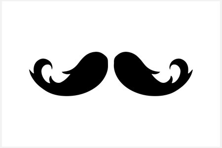 Hipster mustache clipart isolated on white. Stencil illustration.のイラスト素材
