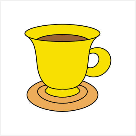 Doodle coffee cup isolated on white. Cartoon vector stock illustration. EPS 10のイラスト素材