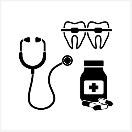 Medicine set icon isolated on white. Vector stock stock illustration.のイラスト素材
