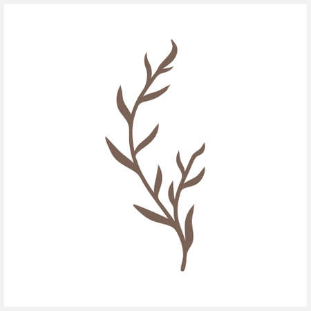 Doodle leaf clipart isolated on white. Stencil. Vector stock illustration.のイラスト素材