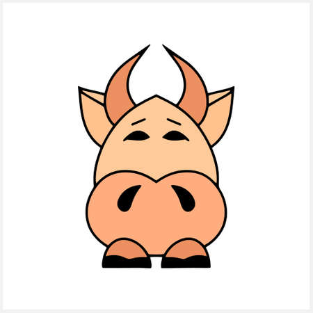 Doodle beef icon isolated on white. Sketch animal. Vector stock illustration.のイラスト素材