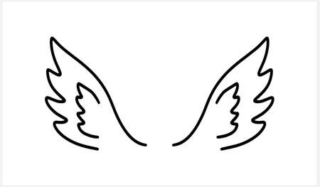 Doodle Wings clipart isolated on white. Bird or angel symbol. Vector stock illustration. EPS 10のイラスト素材