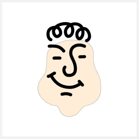 Doodle face clipart isolated on white. Vector stock illustration. EPS 10のイラスト素材
