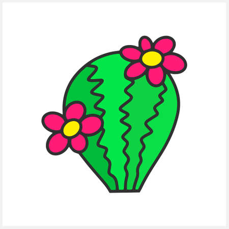 Doodle cactus icon isolated on white. Sketch vector stock illustration.のイラスト素材