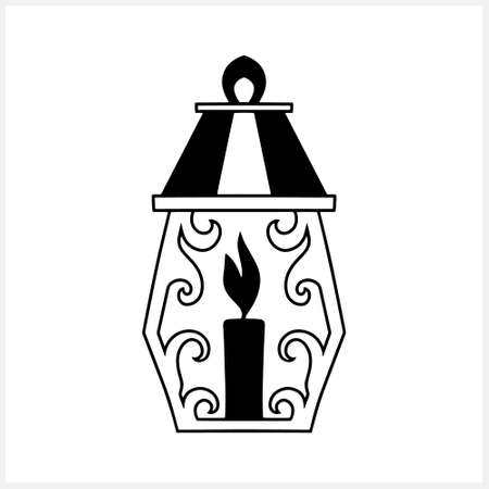 Islamic lantern clipart isolated on white. Stencil lamp. Vector stock illustration. EPS 10のイラスト素材