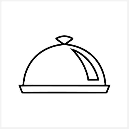 Restaurant dish icon isolated. Food delivery. Tray. Covered food. Sketch clipart. Vector stock illustration. EPS 10のイラスト素材
