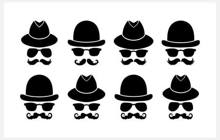 Hipster set clipart isolated on white. Stencil vector stock illustration.のイラスト素材