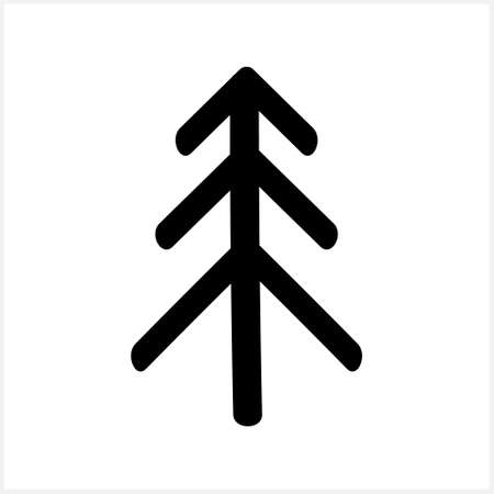 Doodle xmas tree isolated on white. Stencil clipart. Vector stock illustration. EPS 10のイラスト素材