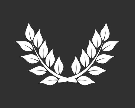 Doodle wreath icon. Stencil eco clipart. Branch with leaf. Frame, border for design. Hand drawn art line. Vector stock illustration.のイラスト素材