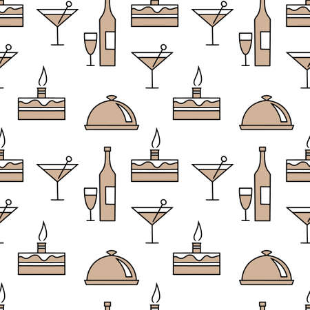 Sketch food seamless pattern isolated. Hand drawn art line. Vector stock illustration.のイラスト素材