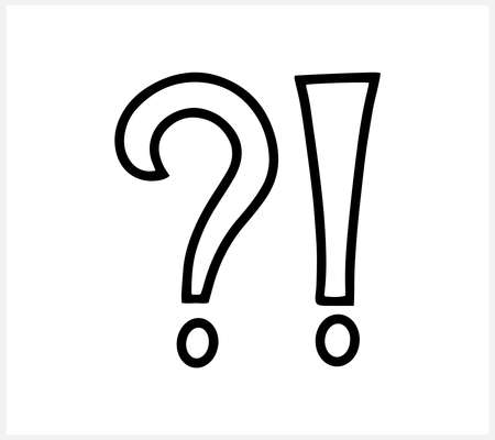 Outline question and warning icon isolated on white. Sketch attention sign. Vector stock illustration. EPS 10のイラスト素材