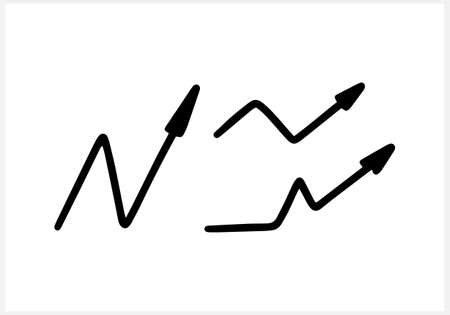 Doodle arrow set icon isolated on white. Hand drawn art line. Sketch vector stock illustration.のイラスト素材