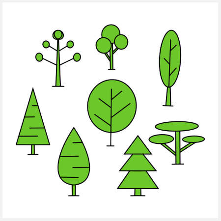 Doodle tree set clipart isolated. Sketch Vector stock illustration. EPS 10のイラスト素材