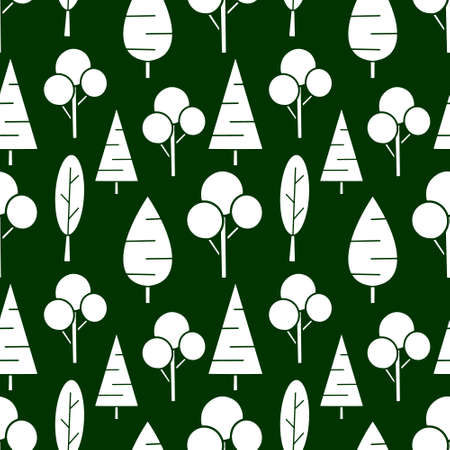 Doodle tree seamless pattern. Stencil Vector stock illustration.