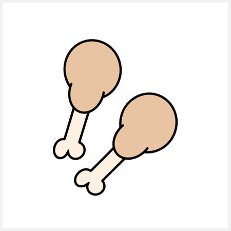 Food icon isolated on white. Doodle thanksgiving day. Hand draw line art. Chicken vector stock illustration.のイラスト素材