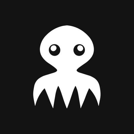 Stencil underwater animal isolated on white. Hand drawn octopus. Sea life. Vector stock illustration. EPS 10のイラスト素材
