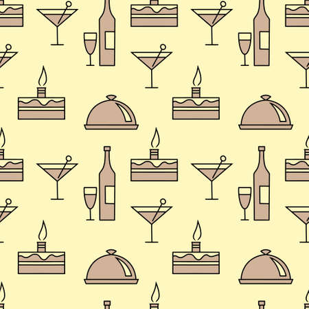Sketch food seamless pattern. Hand drawn art line.のイラスト素材