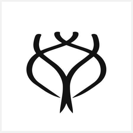 Line vintage element isolated. Doodle hand drawn art. Sketch abstract flower. Vector stock illustration. EPS 10のイラスト素材