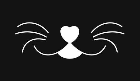 Doodle cat mustache icon. Hand drawing art line.のイラスト素材