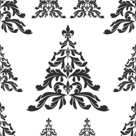 Xmas seamless pattern isolated. Stencil christmas tree.