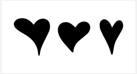 Doodle heart clipart isolated on white. Valencine day symbol. Stencil vector stock illustration. EPS 10のイラスト素材