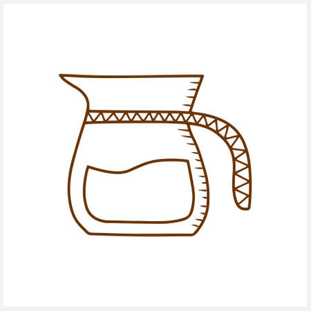 Doodle kettle, teapot icon isolated. Hand drawn line art. Sketch vector stock illustration.のイラスト素材