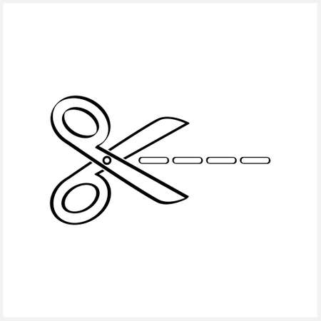 Doodle scissors icon isolated. Sewing tool. Hand drawg line art. Sketch vector stock illustration. EPS 10のイラスト素材