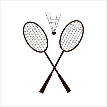 Badminton icon isolated. Silhouettes rackets and shuttlecocks. Vector stock illustration. EPS 10のイラスト素材