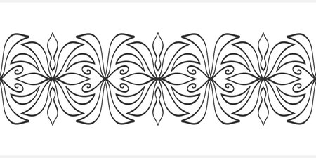 Doodle seamless border isolated. Hand drawn art line. Sketch vintage pattern. Vector stock illustration.のイラスト素材