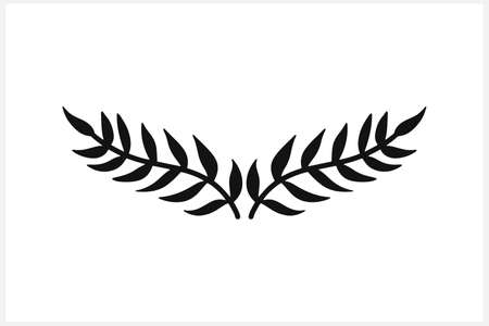Wreath icon isolated. Stencil eco clip art. Branch with leaf. Frame, border. Vector stock illustration. EPS 10のイラスト素材