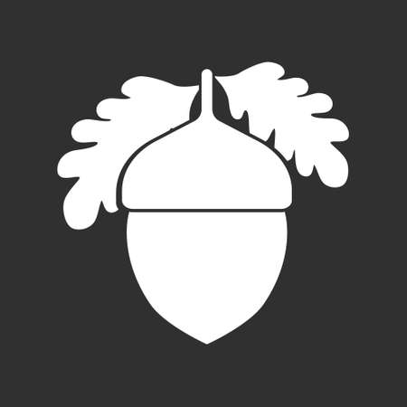 Acorn with leaf clip art. Stencil oak. Vector stock illustration.のイラスト素材