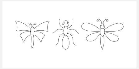 Doodle insect collection icon isolated. hand drawing line art. sketch animal. Vector stock illustration.のイラスト素材
