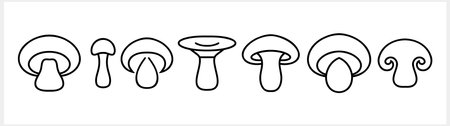 Doodle mushroom icon isolated. vegetable healthy food. Hand drawn art line. Stencil vector stock illustration. EPS 10のイラスト素材