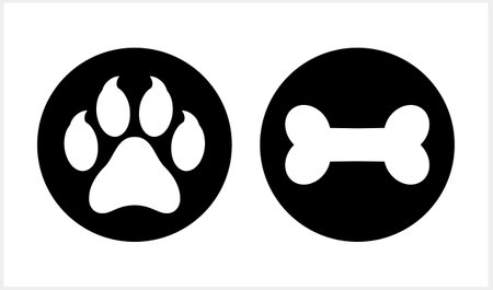 Paw print and bone clipart. Stencil icon. Vector stock illustration. EPS 10のイラスト素材