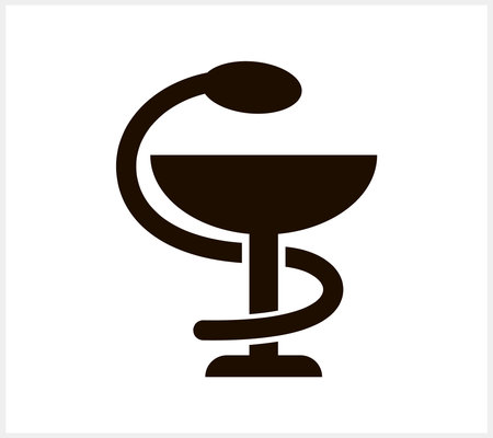 Medical symbol icon Snake with cup clipart Stencil vector stock illustration EPS 10のイラスト素材